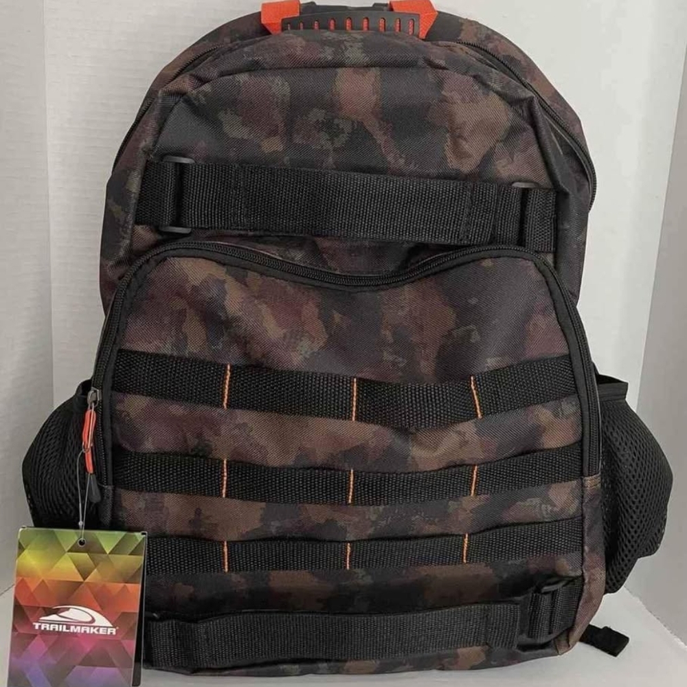 Trailmaker Brown Camo Tactical Heavy Duty Padded Backpack Pockets Laptop Storage